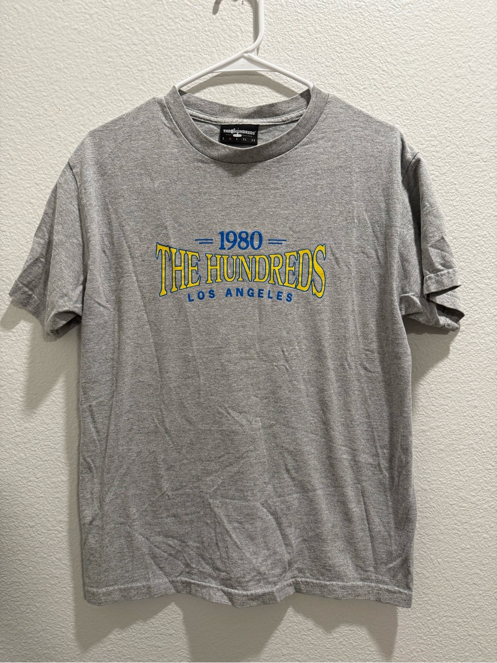 The Hundreds Grey Tee with Yellow & Blue Chest Logo